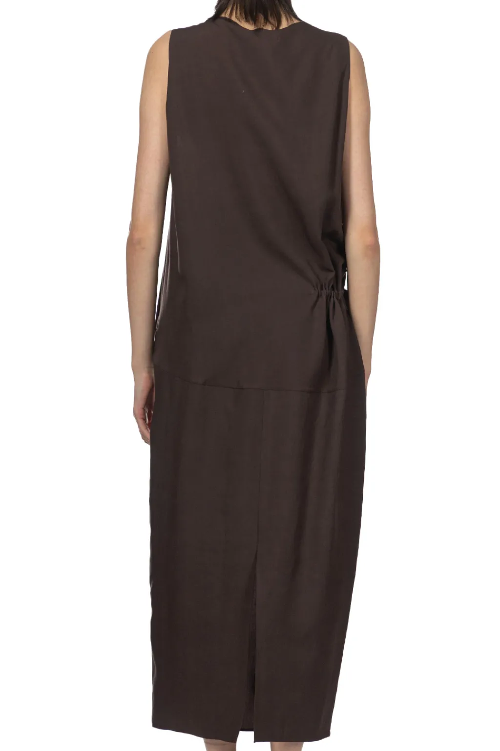 Online YLEVE Tencel Gather One-Piece Dress - Burgundy