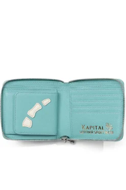 Outlet Kapital Thumb-Up Bone Band Zip Wallet - Powder Blue
