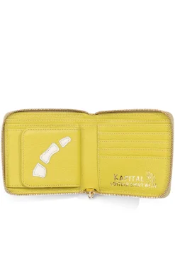 Hot Kapital Thumb-Up Bone Band Zip Wallet - Lime