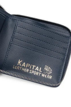 Fashion Kapital Thumb-Up Bone Band Zip Wallet - Navy