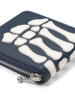 Fashion Kapital Thumb-Up Bone Band Zip Wallet - Navy