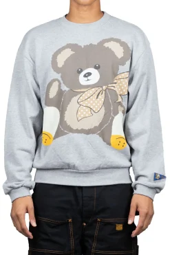 Outlet Kapital TOP Knit Crew SWT (BIG BEAR in RAINBOWY HAPPY SOX) - Grey