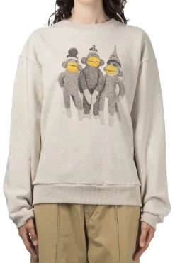 Clearance Kapital TOP SWT Knit Crew SWT (MONKEY AMIGOS) - Natural