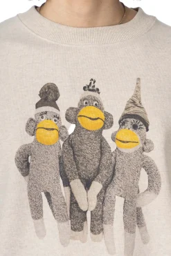 Outlet Kapital TOP SWT Knit Crew SWT (MONKEY AMIGOS) - Natural