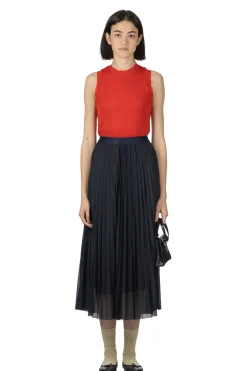 Clearance Manon Tricot Pleated Skirt - Navy