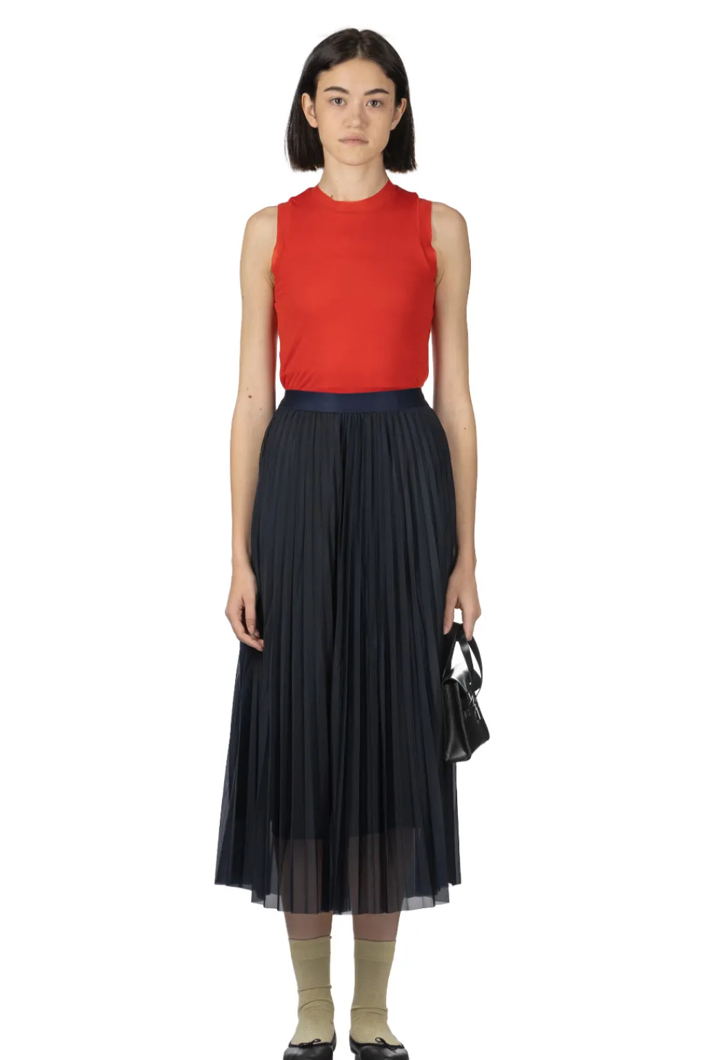 Clearance Manon Tricot Pleated Skirt - Navy