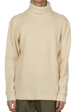 Sale Nigel Cabourn Turtleneck Waffle Sweatshirt - Ivory