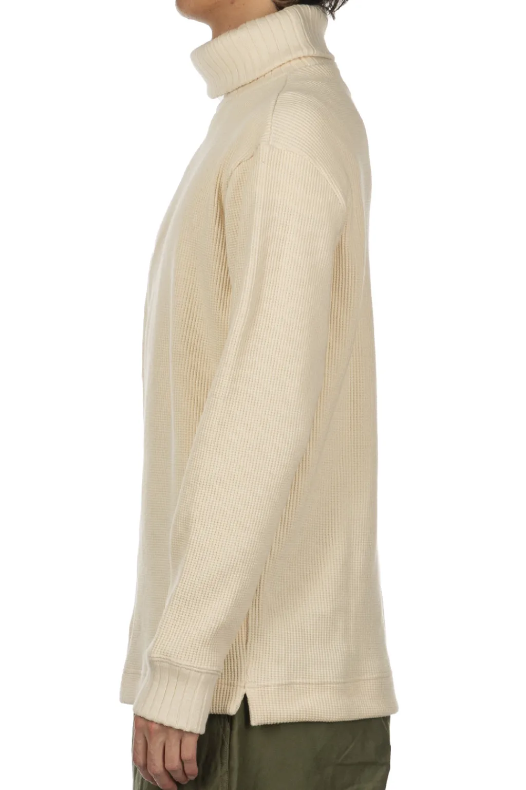 Sale Nigel Cabourn Turtleneck Waffle Sweatshirt - Ivory