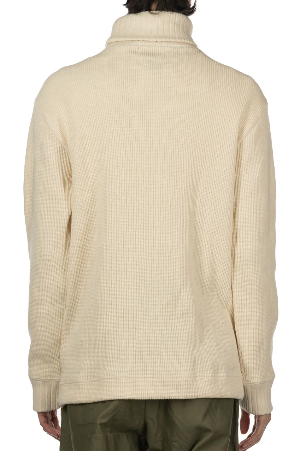 Sale Nigel Cabourn Turtleneck Waffle Sweatshirt - Ivory