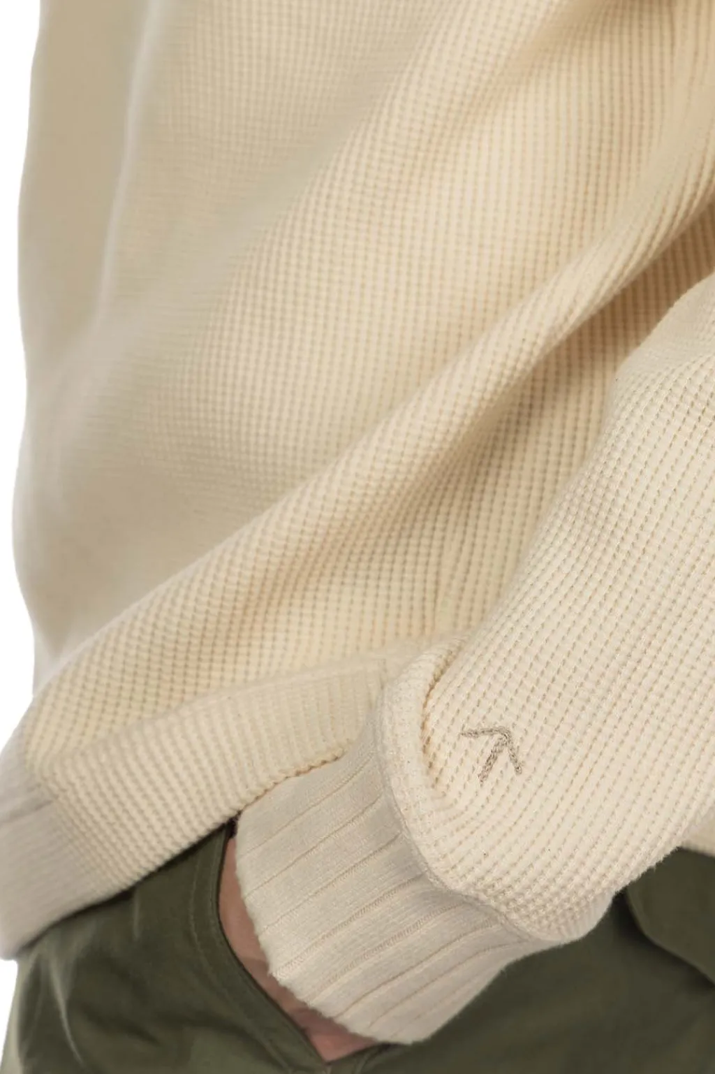 Sale Nigel Cabourn Turtleneck Waffle Sweatshirt - Ivory