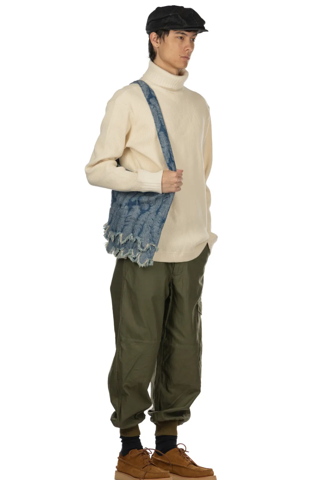 Sale Nigel Cabourn Turtleneck Waffle Sweatshirt - Ivory