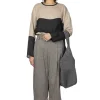 Clearance Manon Tweed Denim Tuck Pants - Black