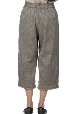 Clearance Manon Tweed Denim Tuck Pants - Black