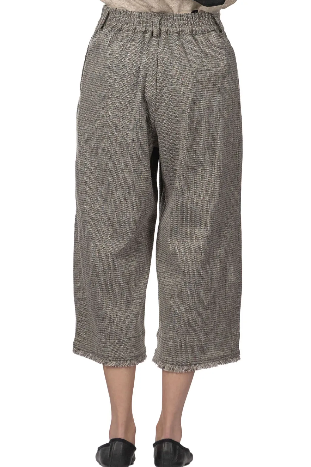 Clearance Manon Tweed Denim Tuck Pants - Black