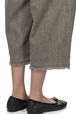 Clearance Manon Tweed Denim Tuck Pants - Black
