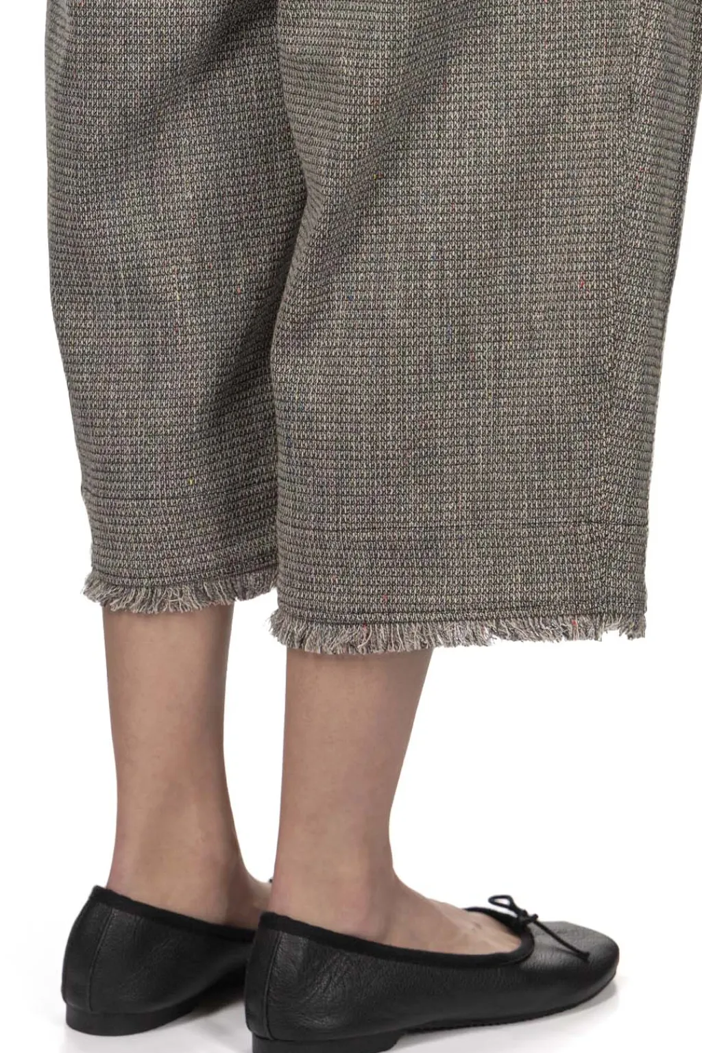 Clearance Manon Tweed Denim Tuck Pants - Black