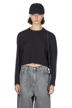 Clearance YLEVE Tweedy Bonding Jersey Blouse - Black