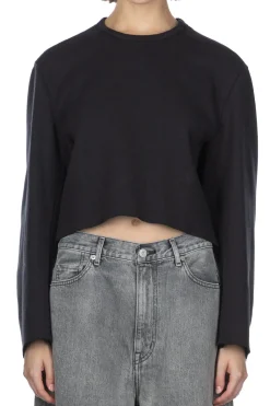 Clearance YLEVE Tweedy Bonding Jersey Blouse - Black
