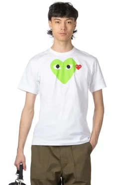 Sale Comme Des Garcons Play Unisex Big x Small Green Heart T-Shirt - White