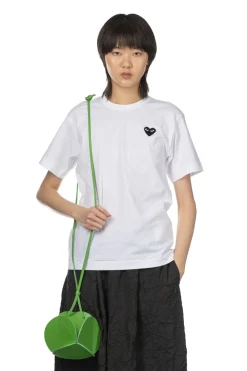 Clearance Comme Des Garcons Play Unisex Black Heart T-Shirt - White