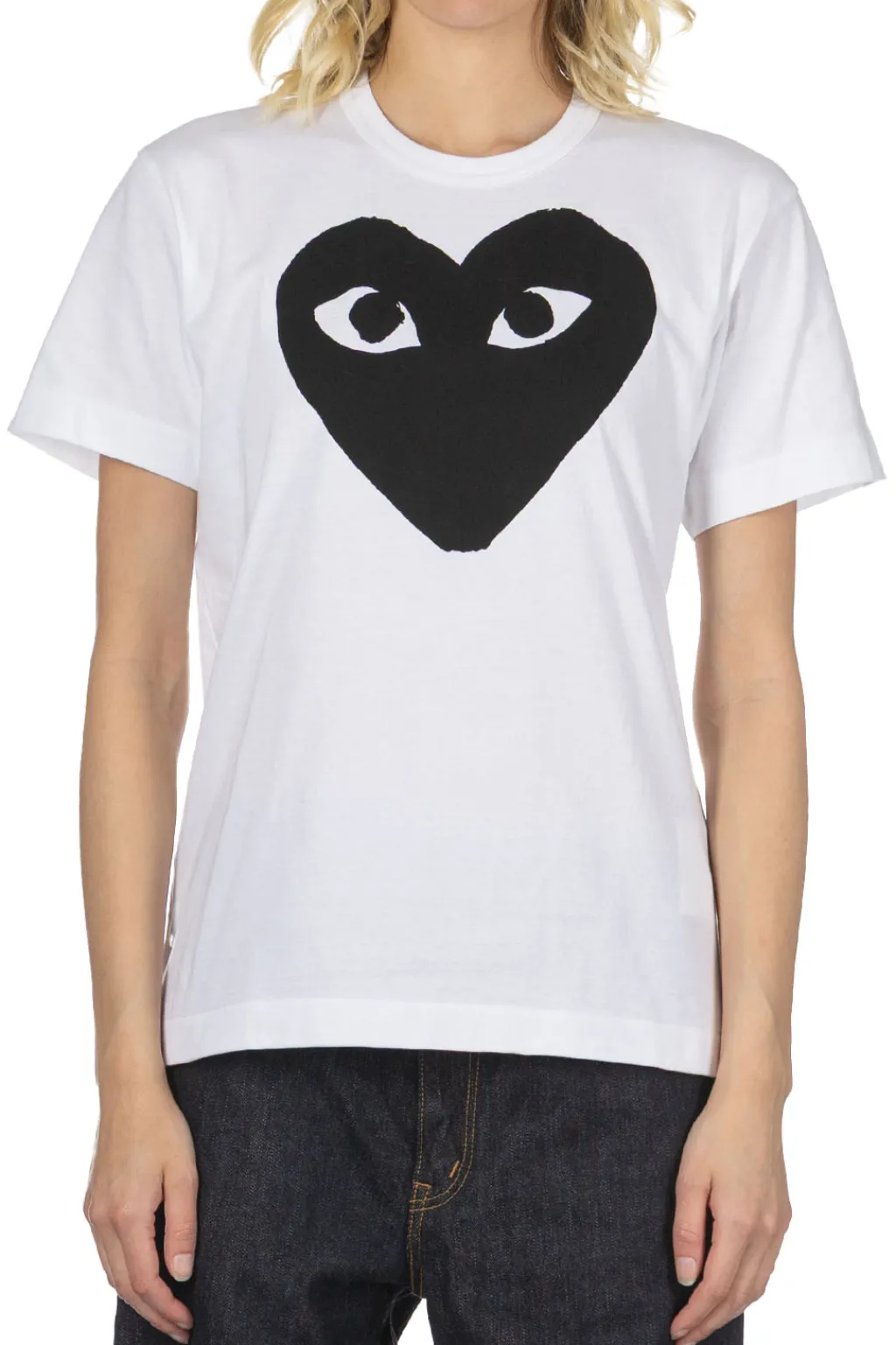 Best Comme Des Garcons Play Unisex Black Heart T-Shirt - White x Black