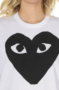 Best Comme Des Garcons Play Unisex Black Heart T-Shirt - White x Black