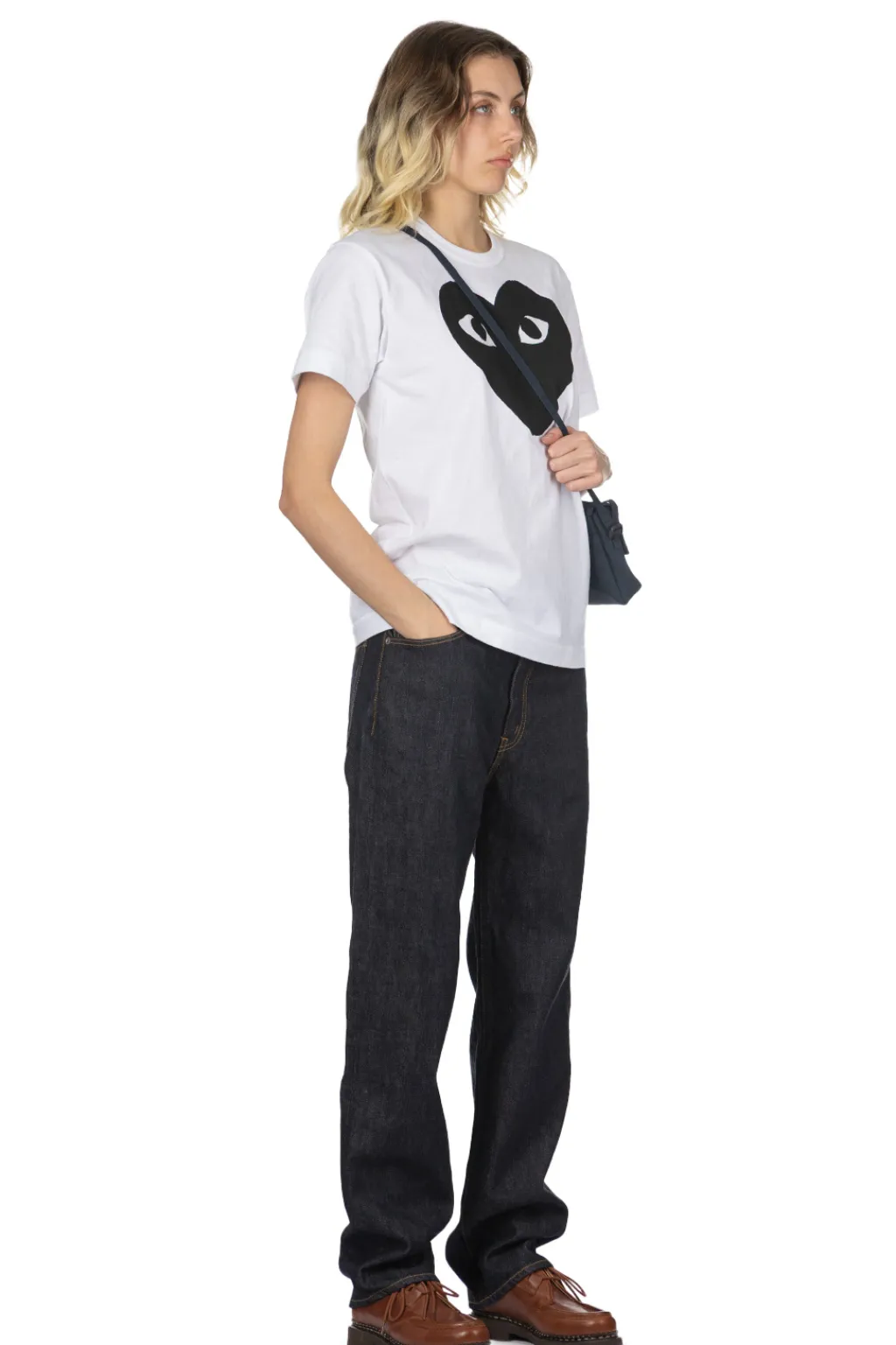 Best Comme Des Garcons Play Unisex Black Heart T-Shirt - White x Black