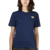Outlet Comme Des Garcons Play Unisex Gold Heart T-Shirt - Navy