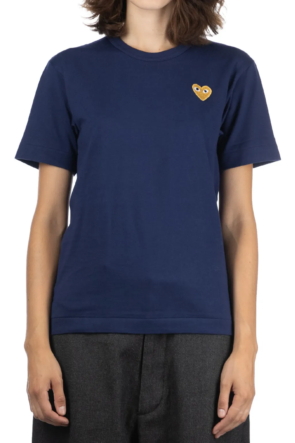 Outlet Comme Des Garcons Play Unisex Gold Heart T-Shirt - Navy