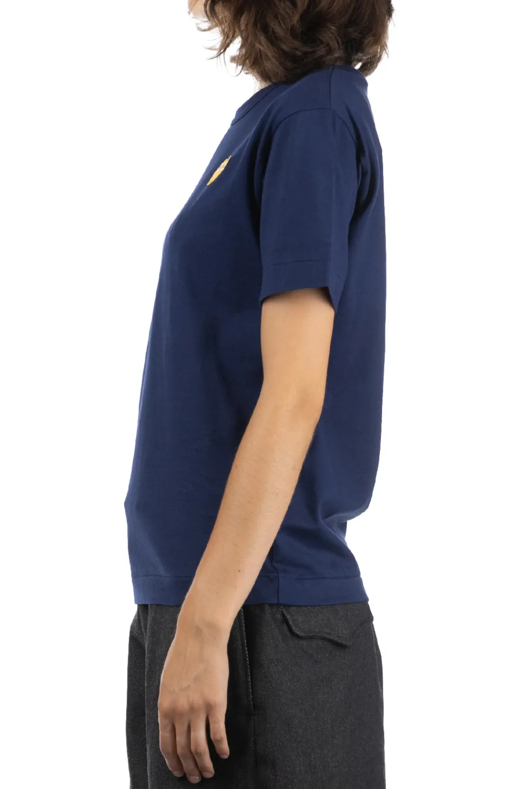 Outlet Comme Des Garcons Play Unisex Gold Heart T-Shirt - Navy