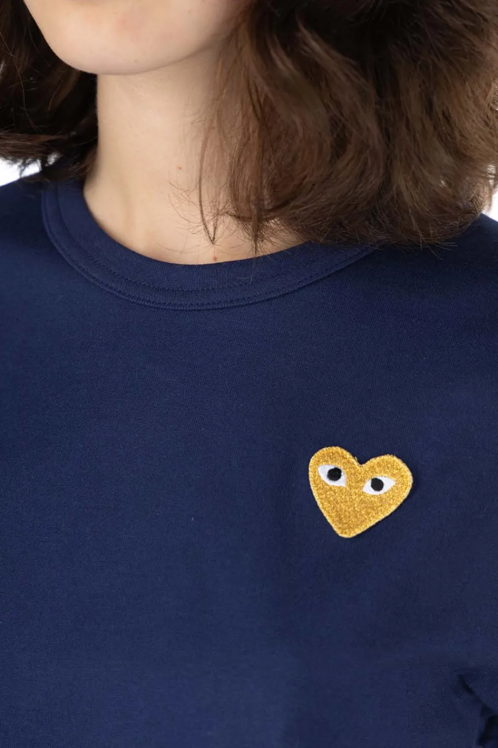 Outlet Comme Des Garcons Play Unisex Gold Heart T-Shirt - Navy