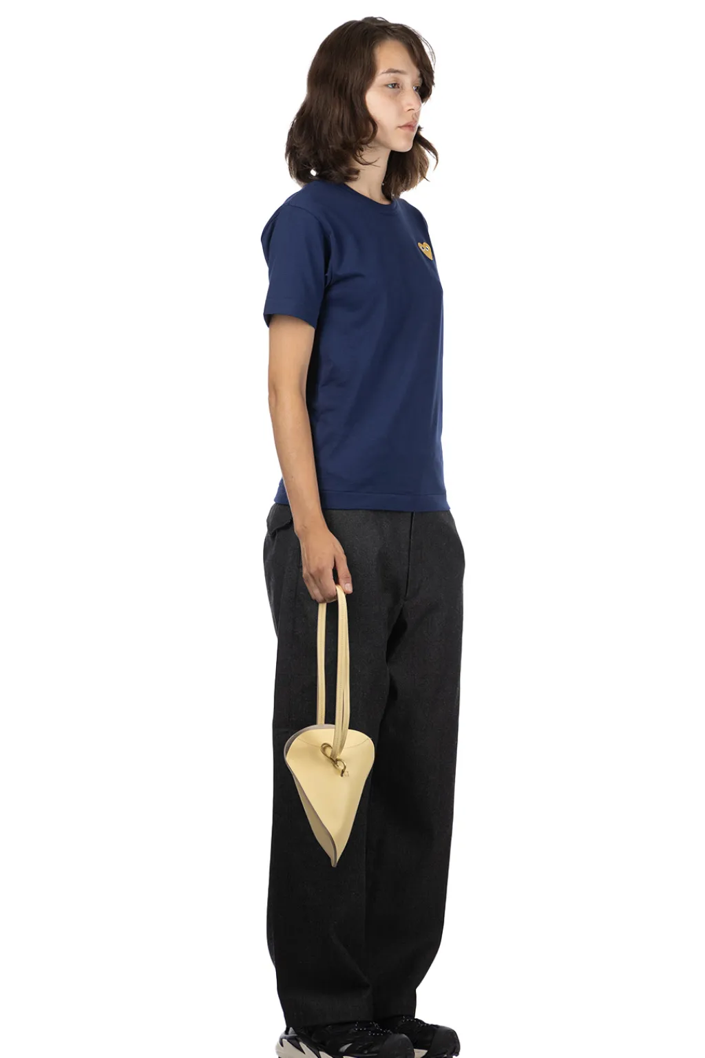 Outlet Comme Des Garcons Play Unisex Gold Heart T-Shirt - Navy