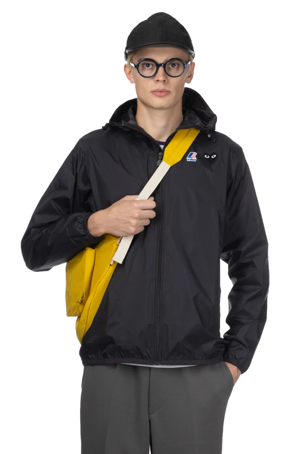 Hot Comme Des Garcons Play Unisex K-WAY Hoodie Full Zip - Black