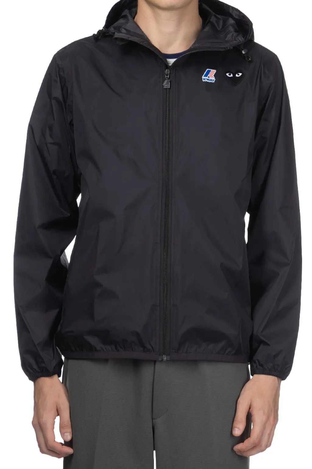 Hot Comme Des Garcons Play Unisex K-WAY Hoodie Full Zip - Black