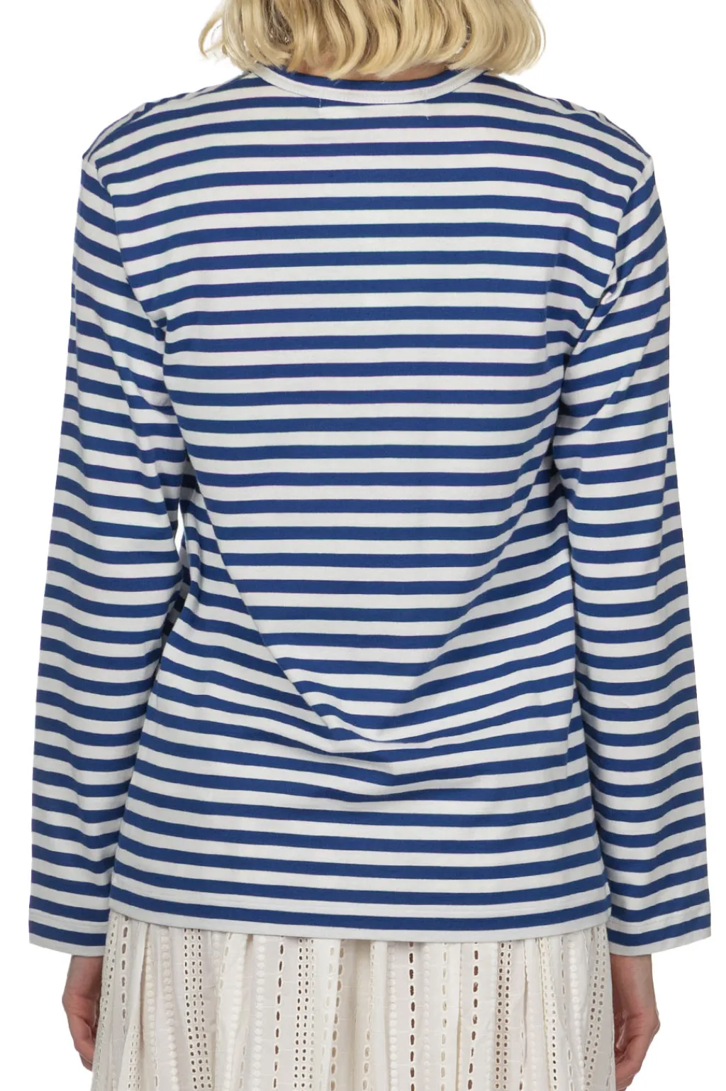 Outlet Comme Des Garcons Play Unisex Red Heart Stripe LS T-Shirt - Navy x White