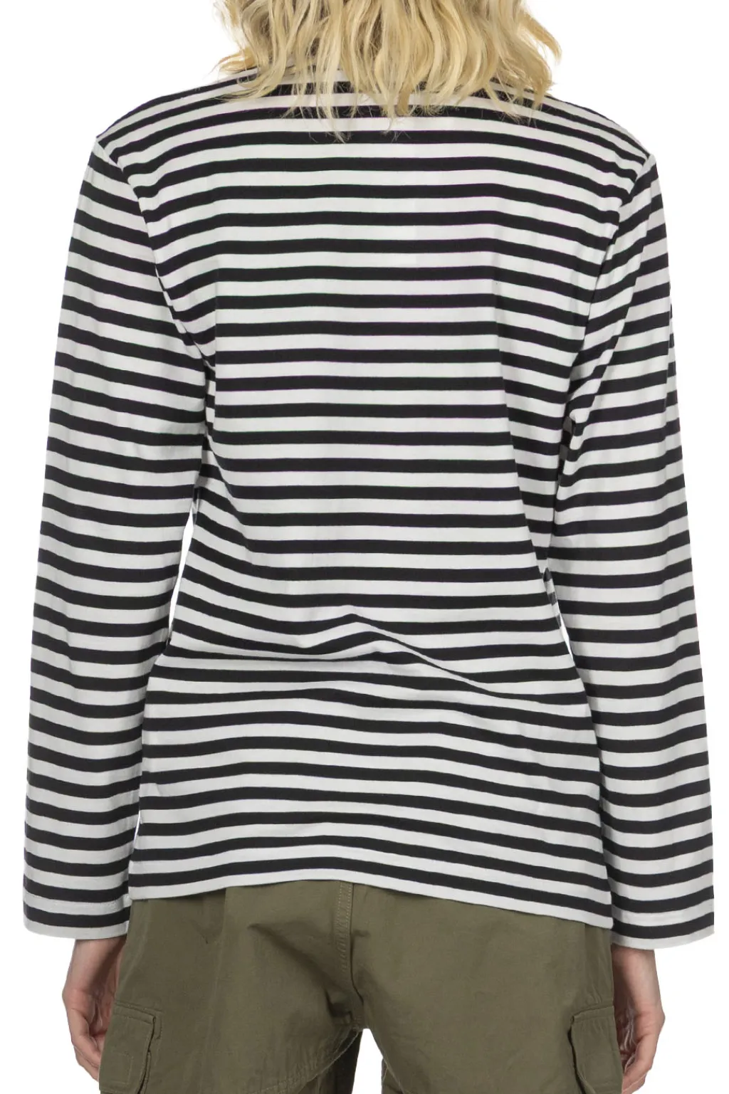 Outlet Comme Des Garcons Play Unisex Red Heart Striped LS T-Shirt - Black x White