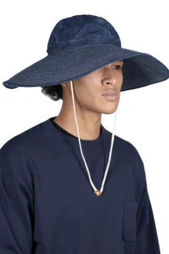 New OrSlow US Navy Wide Brim Hat - Denim One Wash