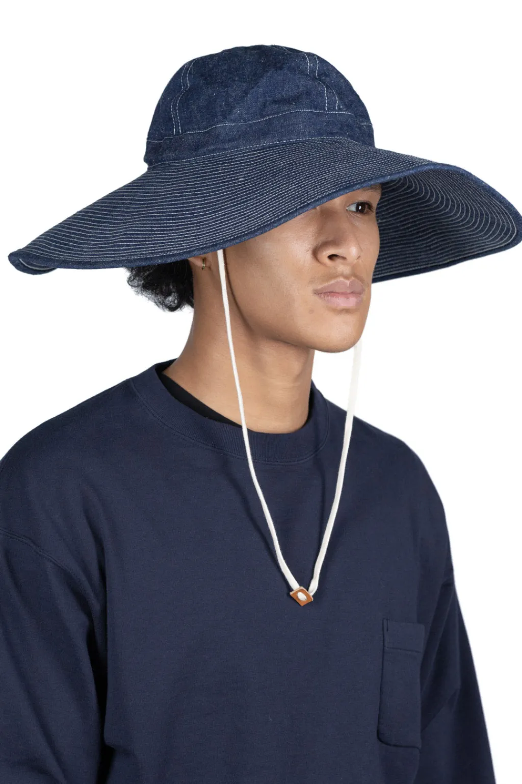New OrSlow US Navy Wide Brim Hat - Denim One Wash