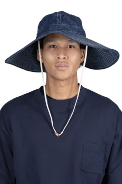 New OrSlow US Navy Wide Brim Hat - Denim One Wash