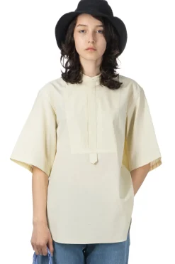 Outlet AURALEE WASHED FINX TWILL HALF SLEEVED Pullover SHIRT - Light Yellow