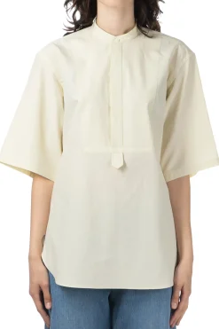 Outlet AURALEE WASHED FINX TWILL HALF SLEEVED Pullover SHIRT - Light Yellow