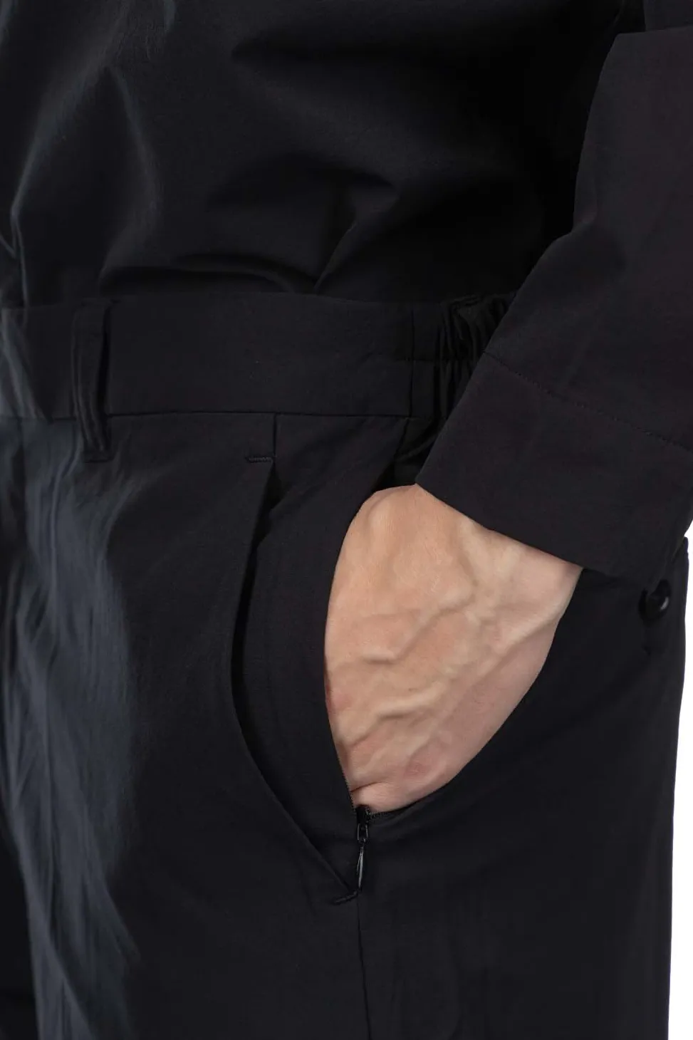 Outlet SOPHNET 4Way Stretch Shirring Slim Fit Slacks - Black