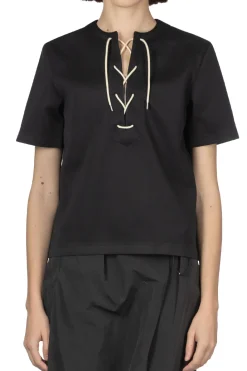 Best AURALEE Wetsuit Jersey Lace Up Tee - Dark Navy