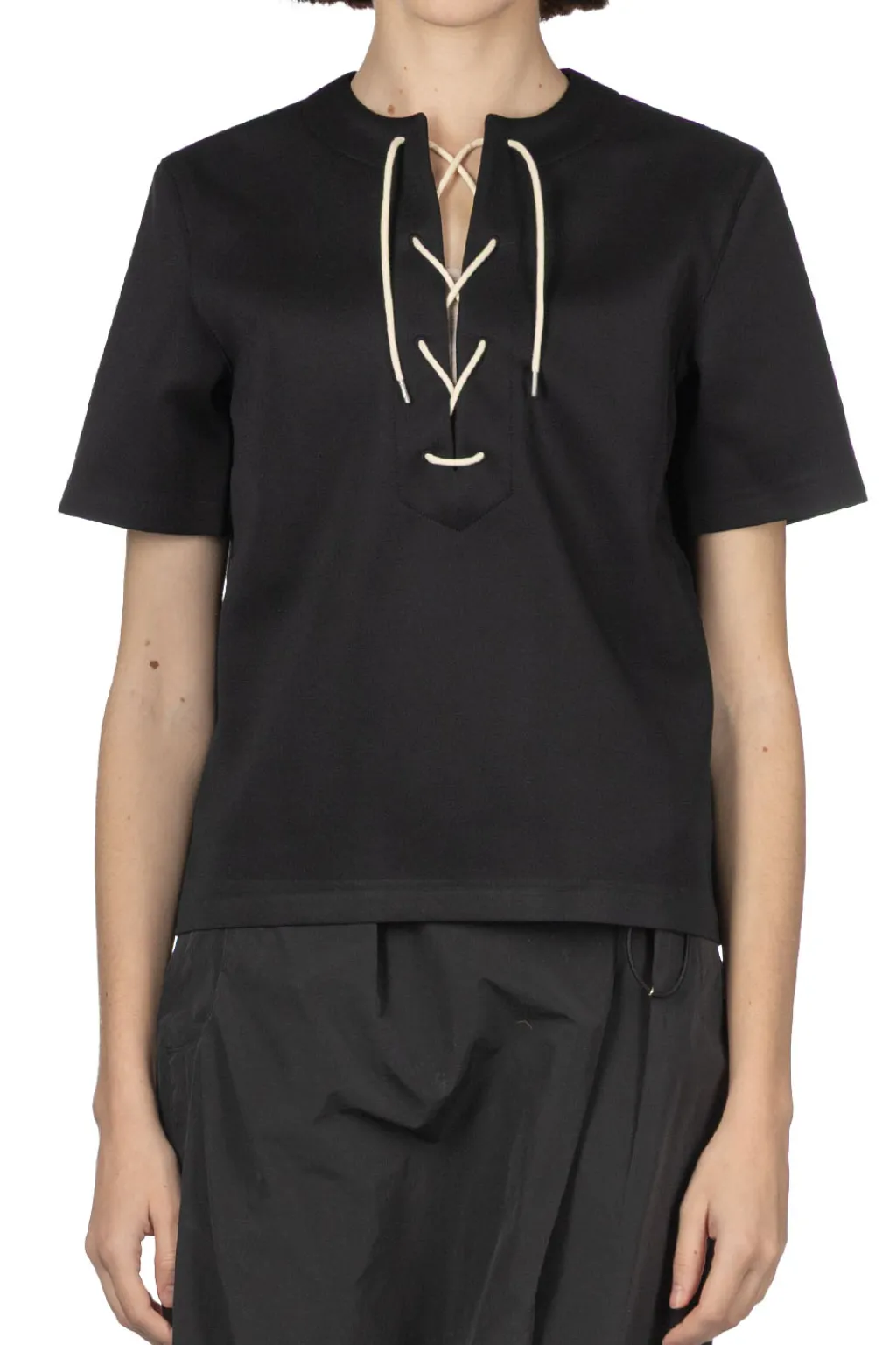 Best AURALEE Wetsuit Jersey Lace Up Tee - Dark Navy