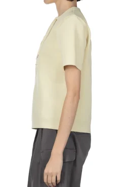 Discount AURALEE Wetsuit Jersey Lace Up Tee - Ivory Beige
