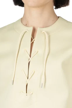 Discount AURALEE Wetsuit Jersey Lace Up Tee - Ivory Beige