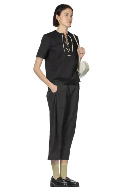 Best AURALEE Wetsuit Jersey Lace Up Tee - Dark Navy