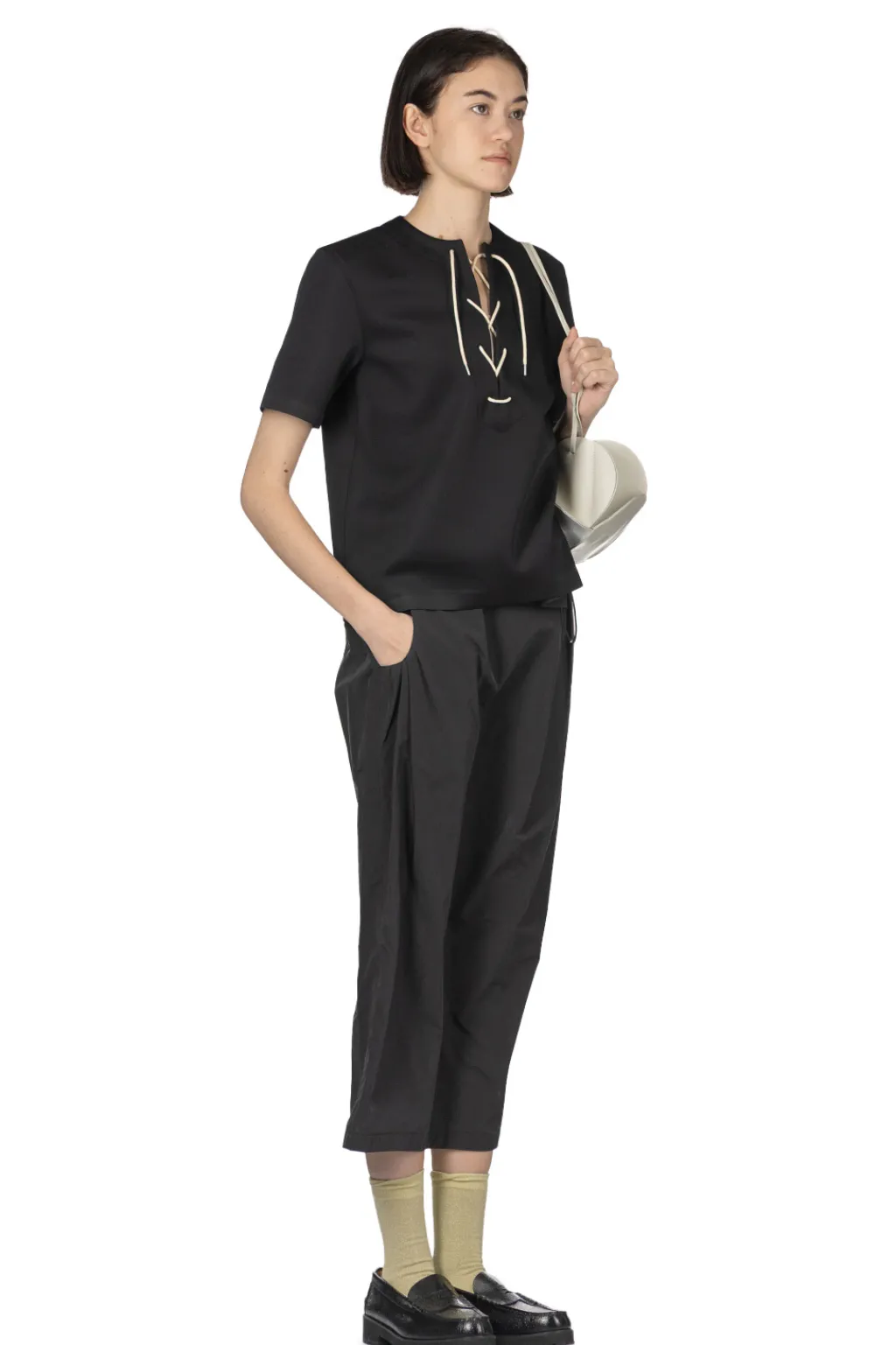 Best AURALEE Wetsuit Jersey Lace Up Tee - Dark Navy