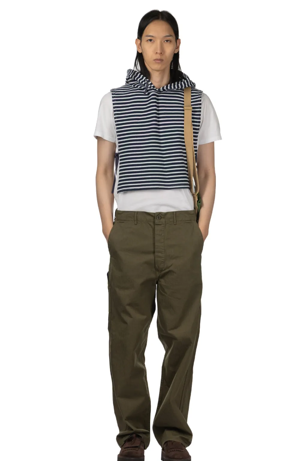 Best OrSlow Wide Fit French Work Pants - Army Green
