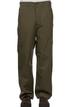 Best OrSlow Wide Fit French Work Pants - Army Green